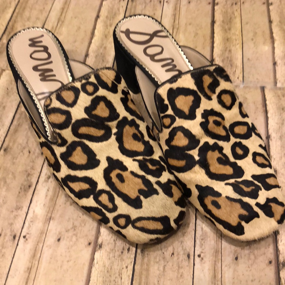 Sam Edelman heeled leopard mules
